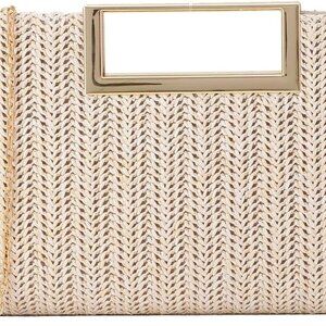 Women Straw Clutch Top Handle Woven Summer Evening Crossbody Bag Purse
